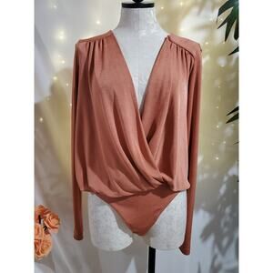 Free People Rust Drape Blouse